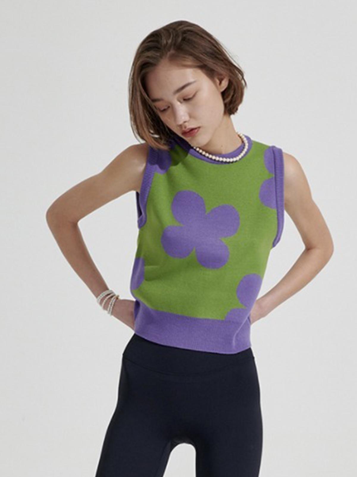 Wonder Visitor x Flower Knit Vest - Green