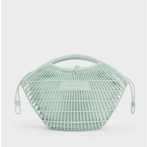  Calypso Fan Curved-Handle Bag - Sage Green 