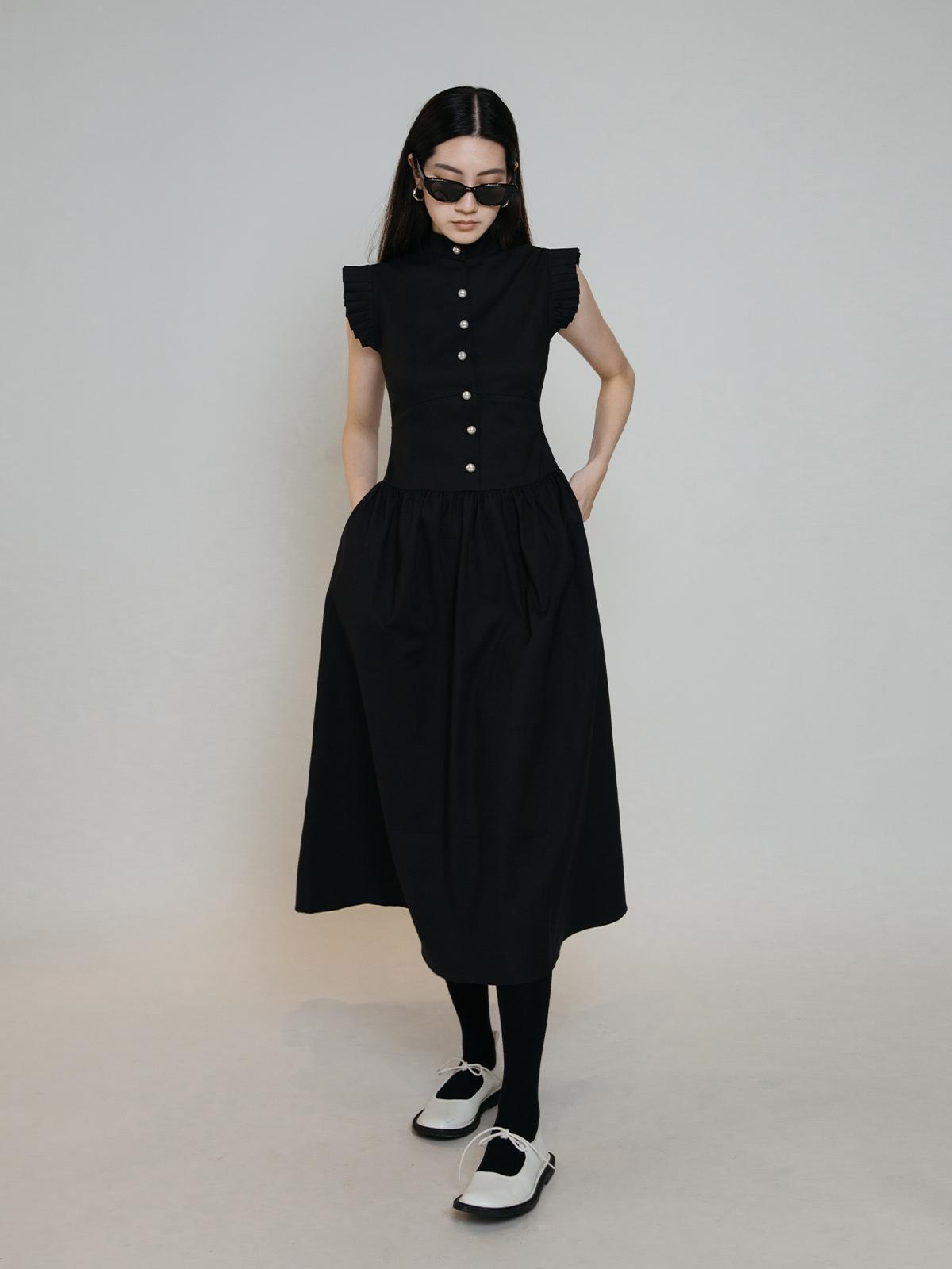 Sleeveless Midi Dress - Black