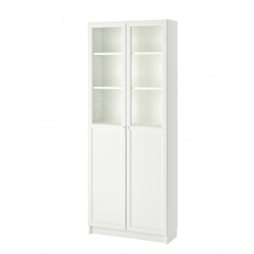 BILLY / OXBERG Bookcase with panel/glass doors