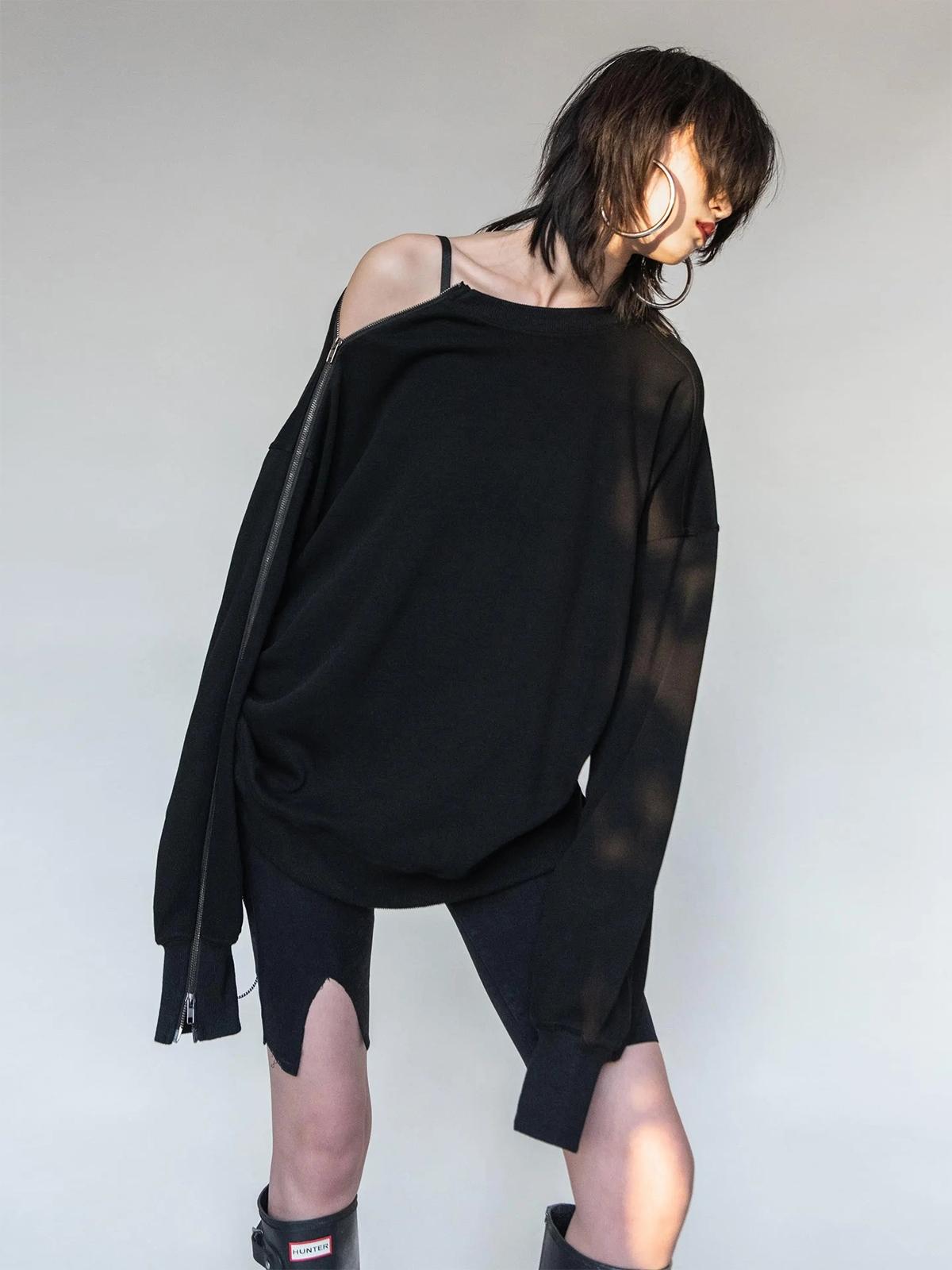 Side Zip Sweater - Black