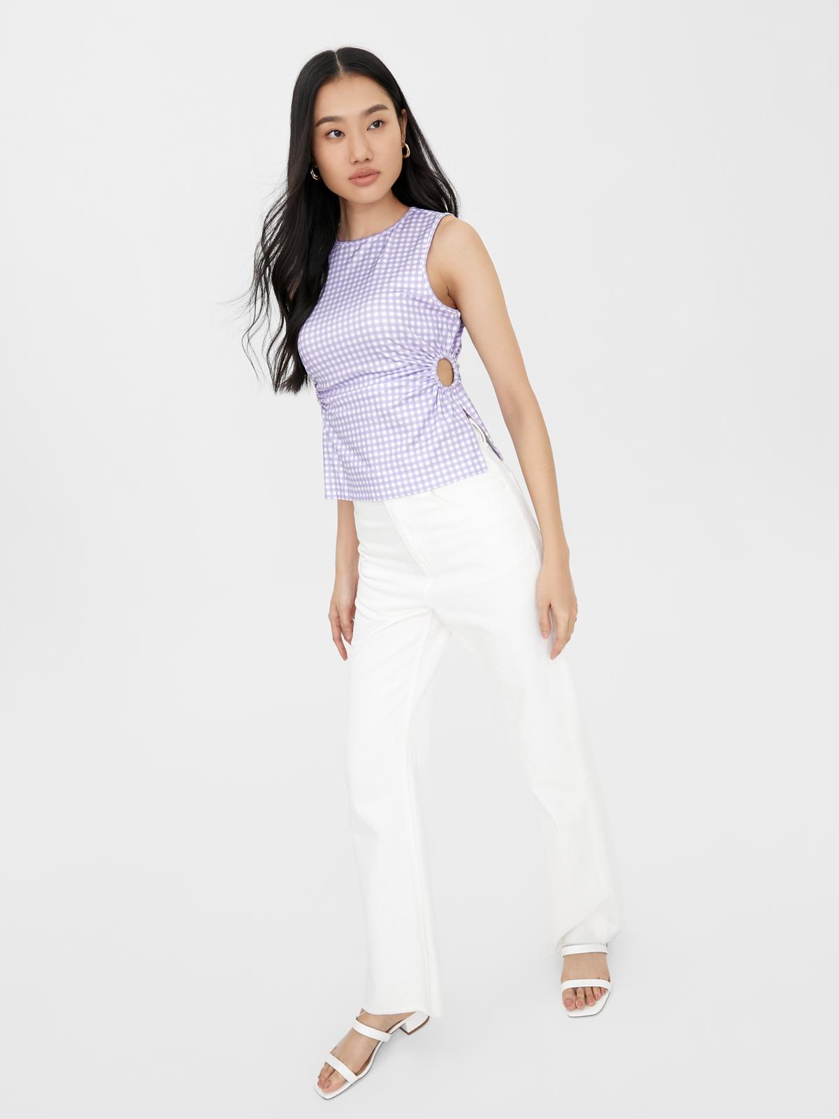 Gingham O-Ring Blouse - Print