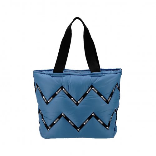 Zig Zag Blue Puffy Tote Bag