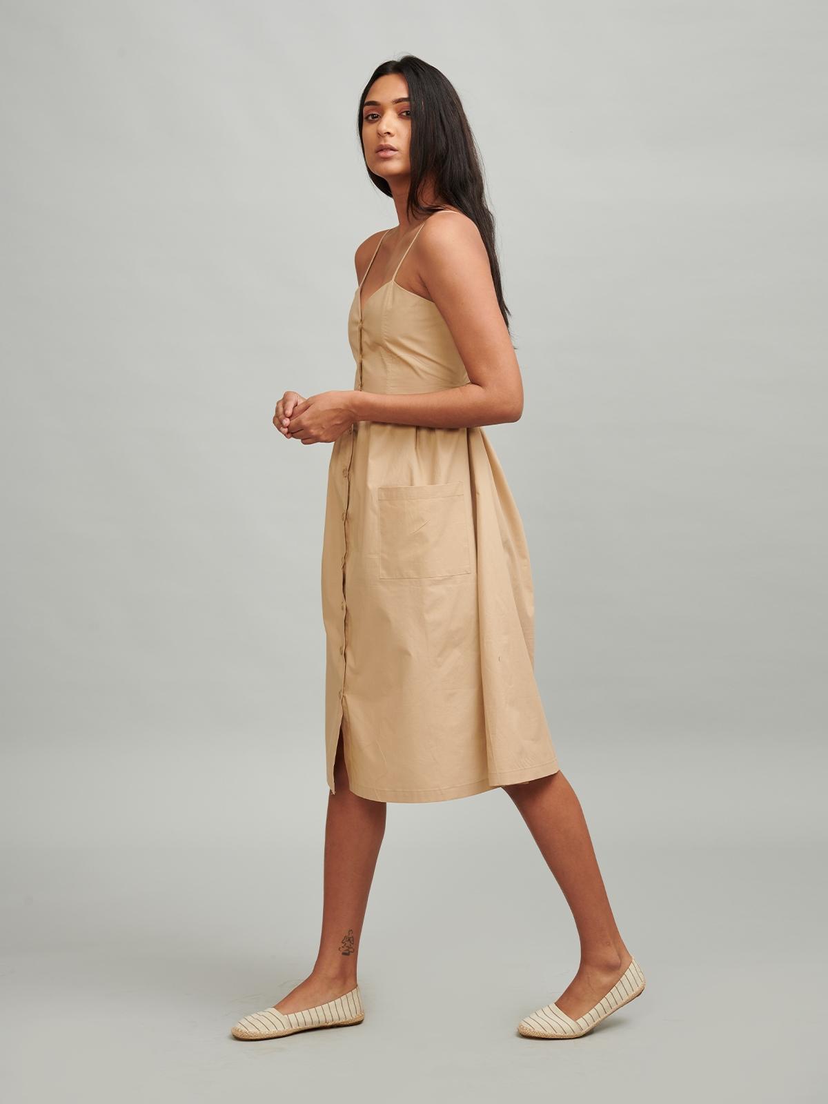 Khaki Summer Midi Dress - Khaki