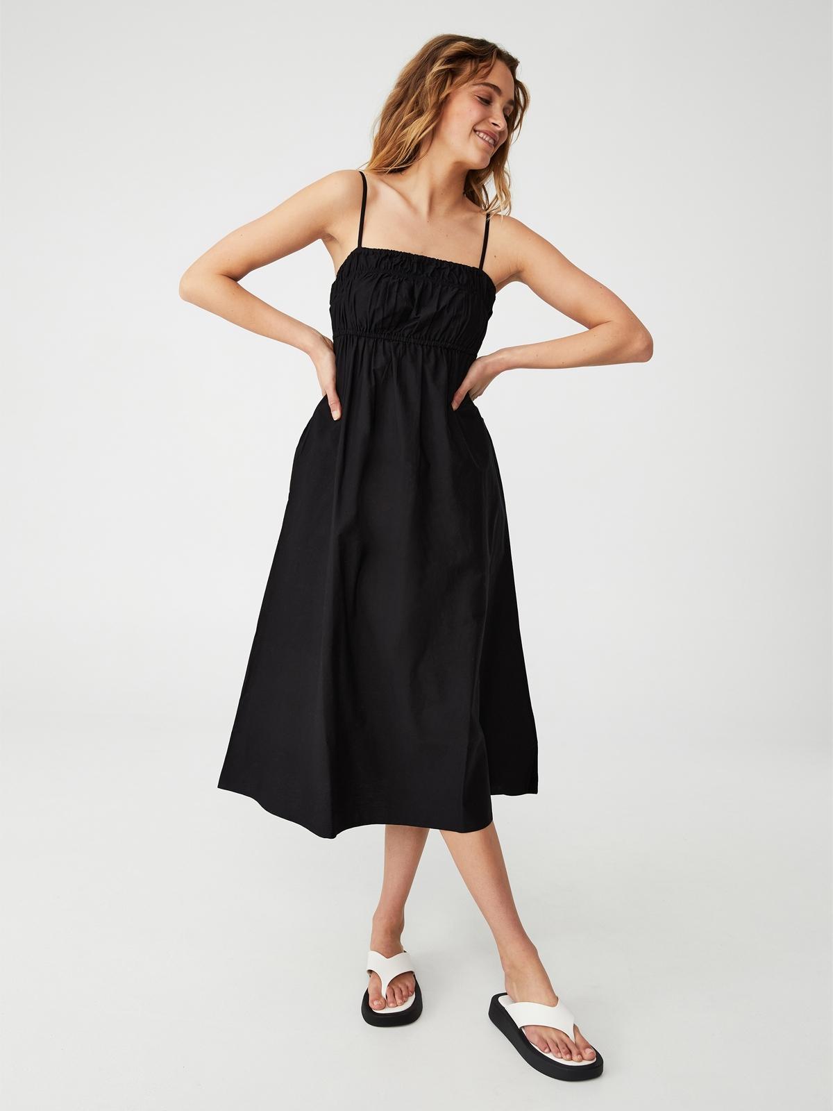 Woven Petite Pippa Midi Dress - Black