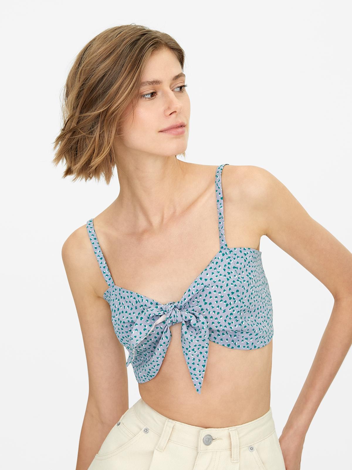 Front Tie Crop Top - Purple