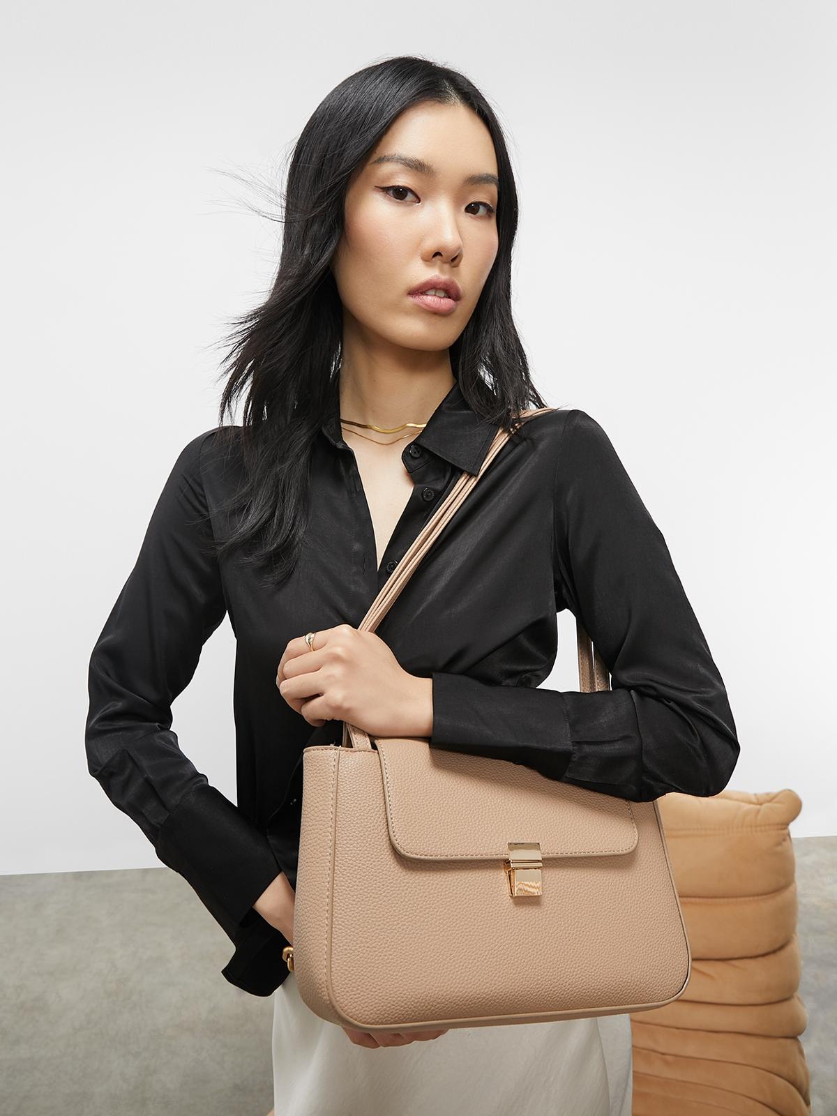 Flap Shoulder Bag - Beige