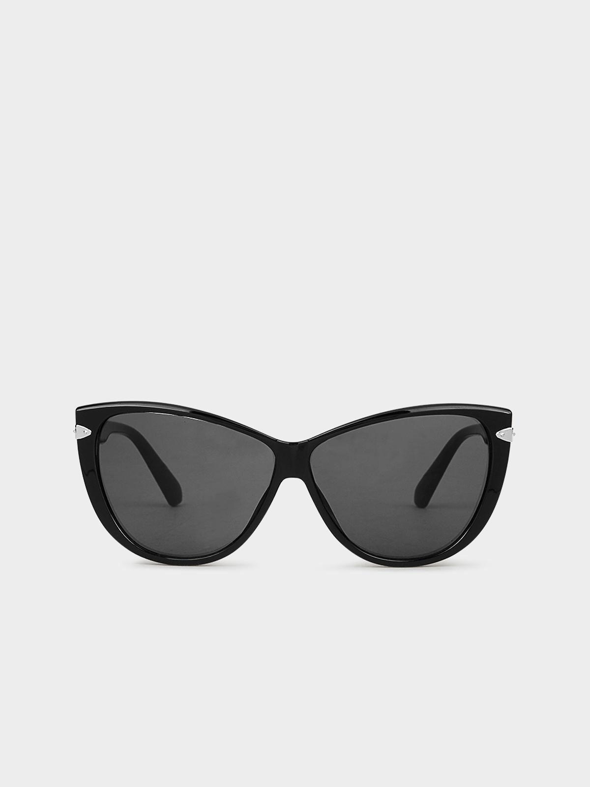 Rounded Cat Eye Sunglasses - Black