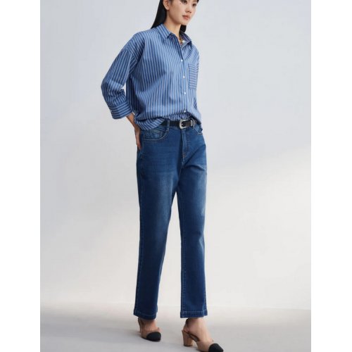 Easy Care Cotton Satin Stripe Oversize Shirt