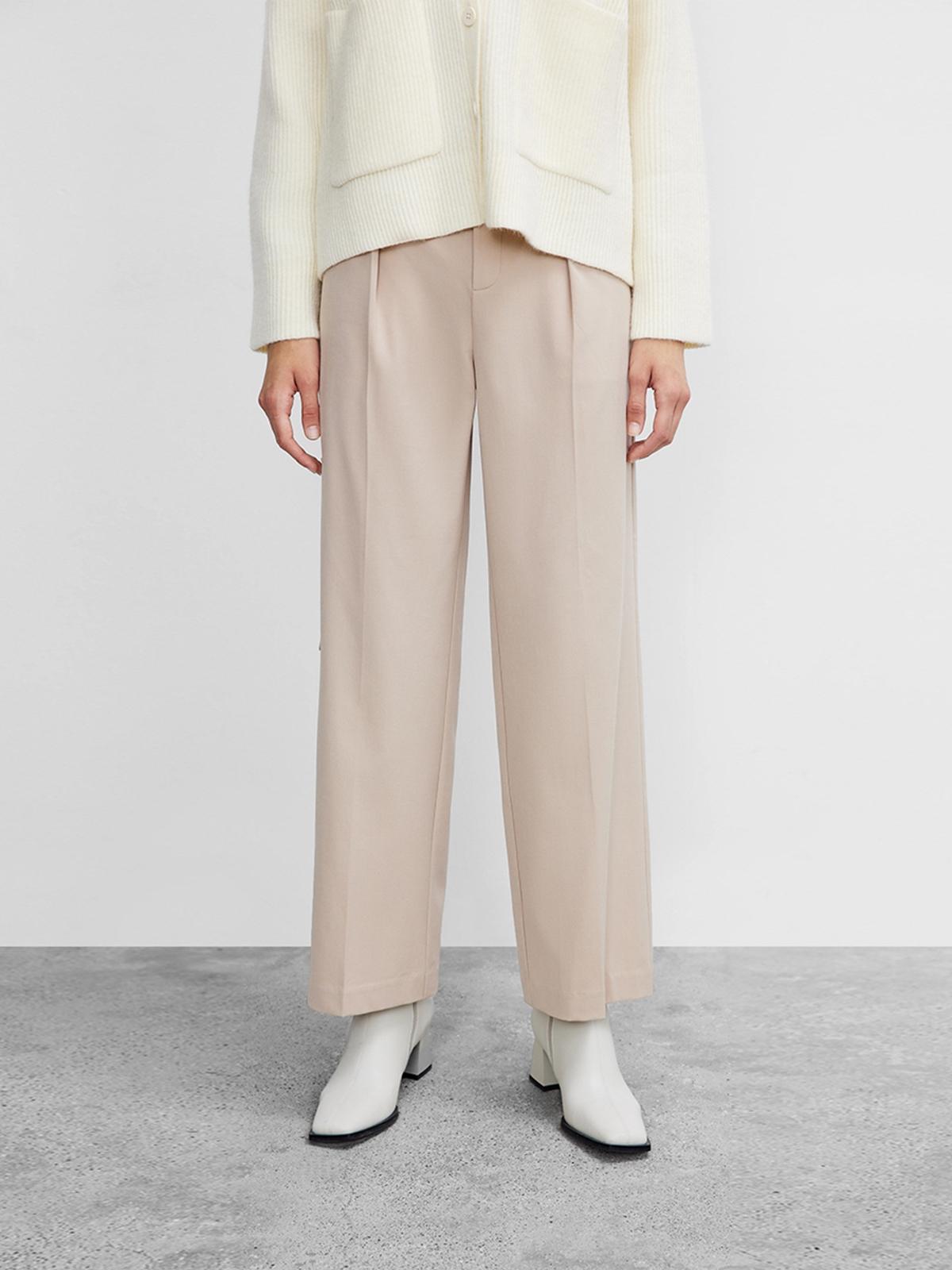 Tailored Straight Pants - Khaki