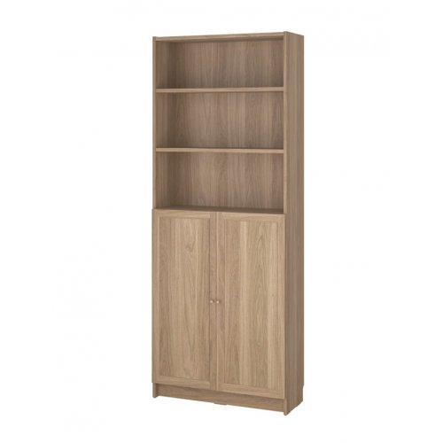 BILLY / OXBERG Bookcase with doors, oak effect