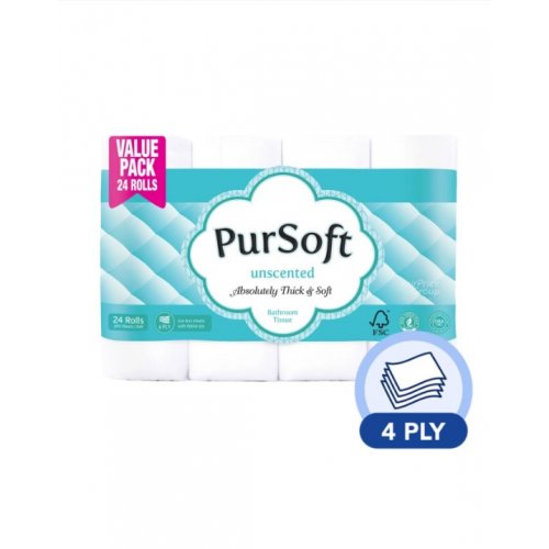 PurSoft Bathroom Tissue Roll - Unscented (4 ply)