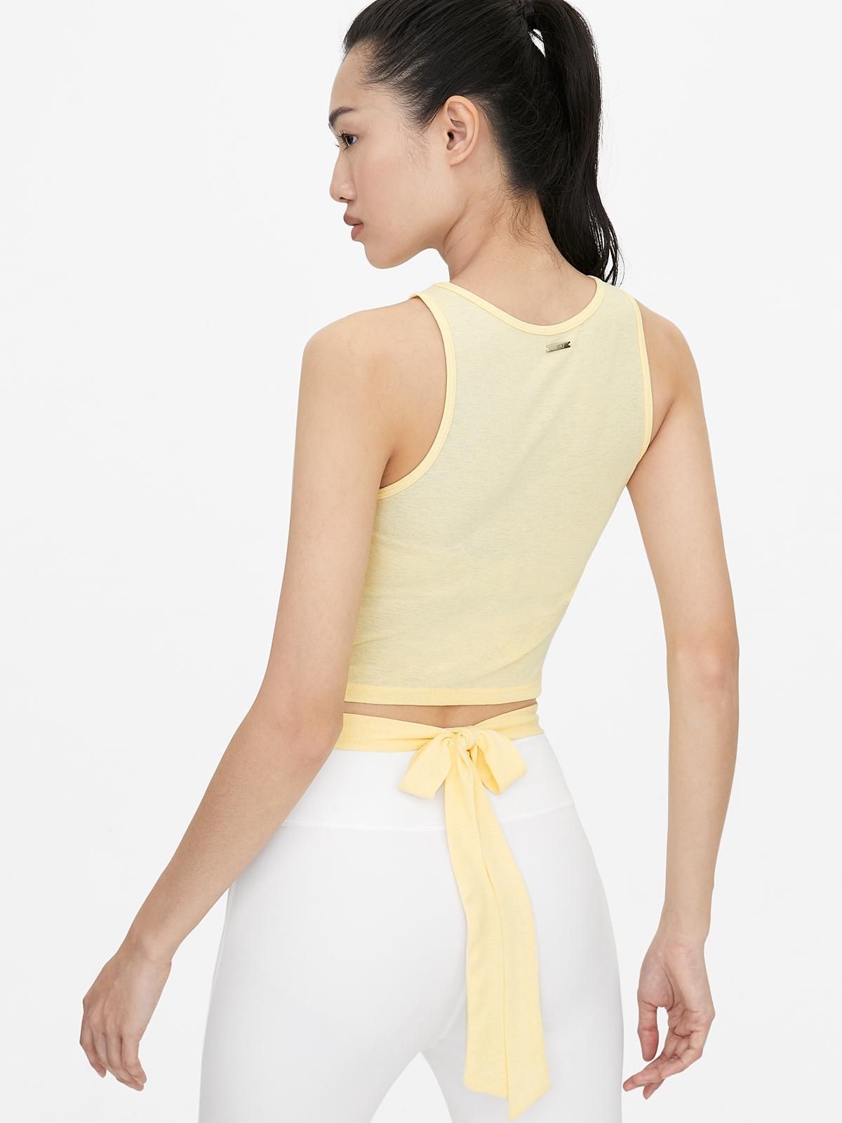 Fitted Back Tie Tank Top - Yellow