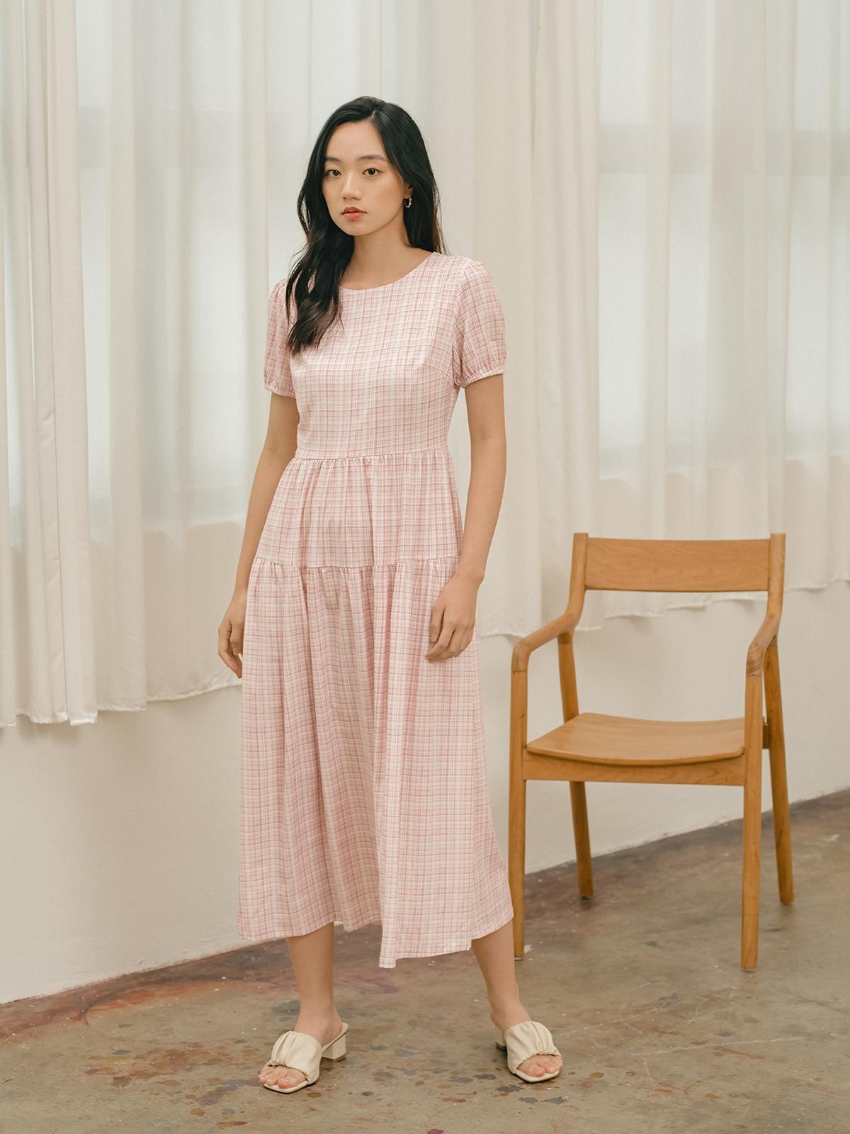 Venne Tiered Maxi Dress - Pastel Pink