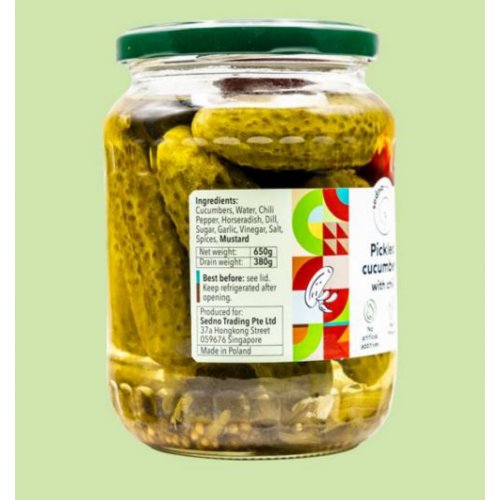 Sedno Pickled Cucumbers with chili 650g
