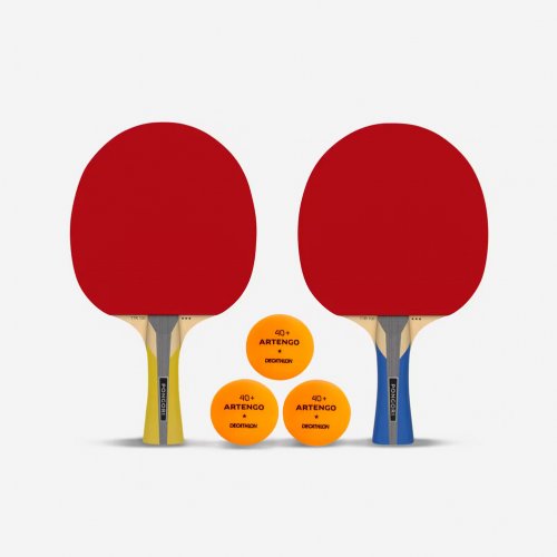 Table Tennis Set Pongori - 2 TTR100 3* All-Round Bats & 3 Balls