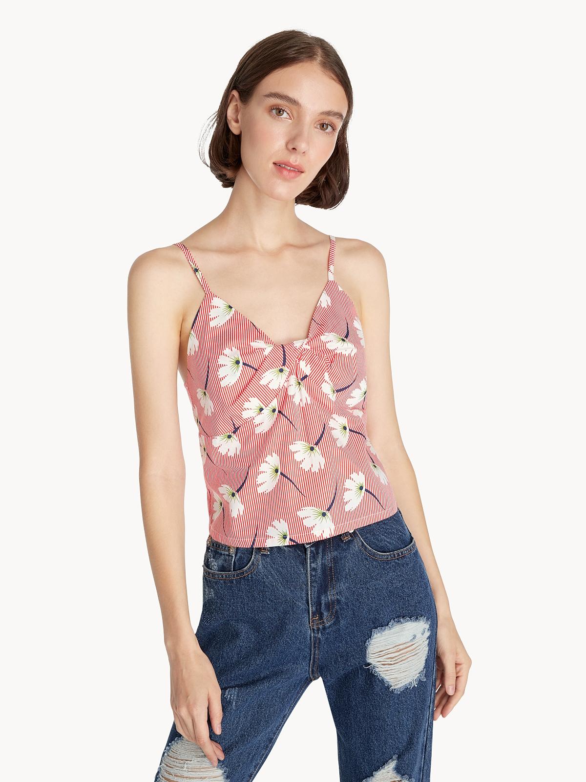 Floral Twist Cami Top - Red