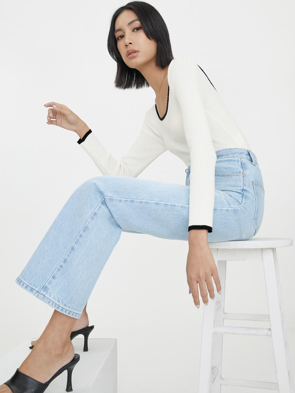 Water Neutral Straight Leg High Waisted Jeans - Light Blue