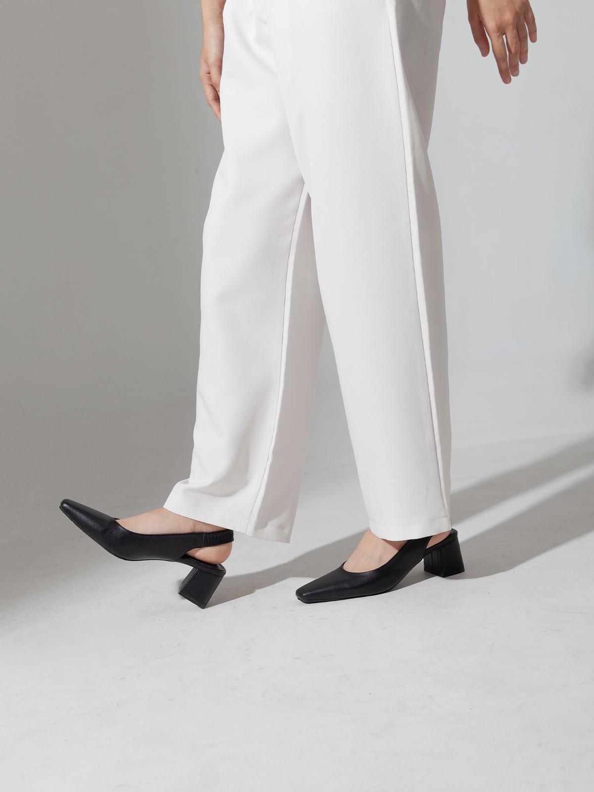 Georgia Square Toed Block Heels - Black