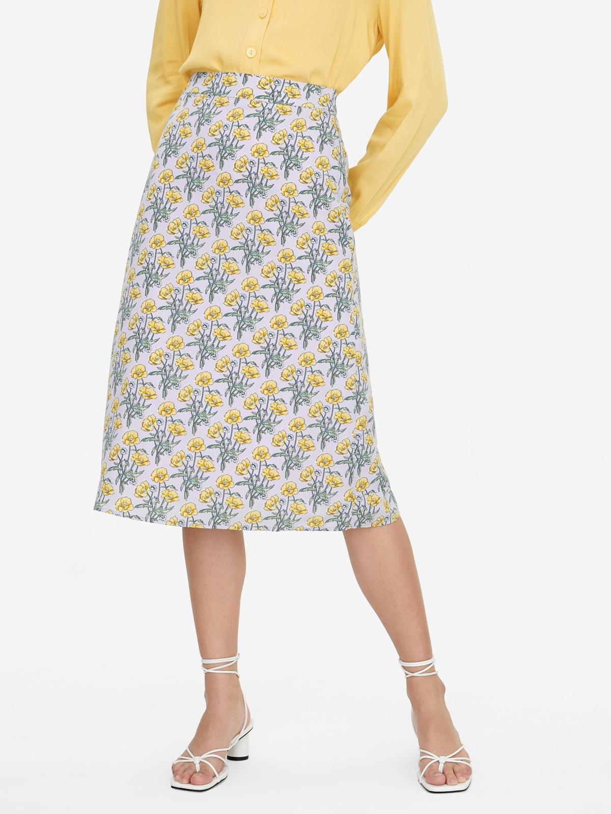 Floral A Line Skirt - Purple