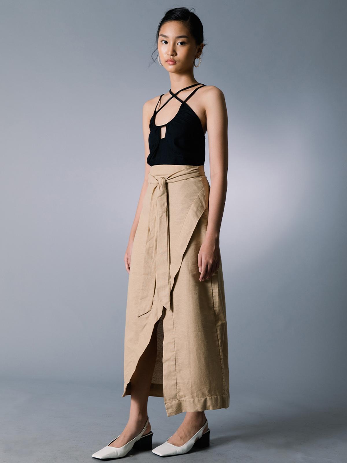 Adelaide Wrap Skirt Pale - Walnut