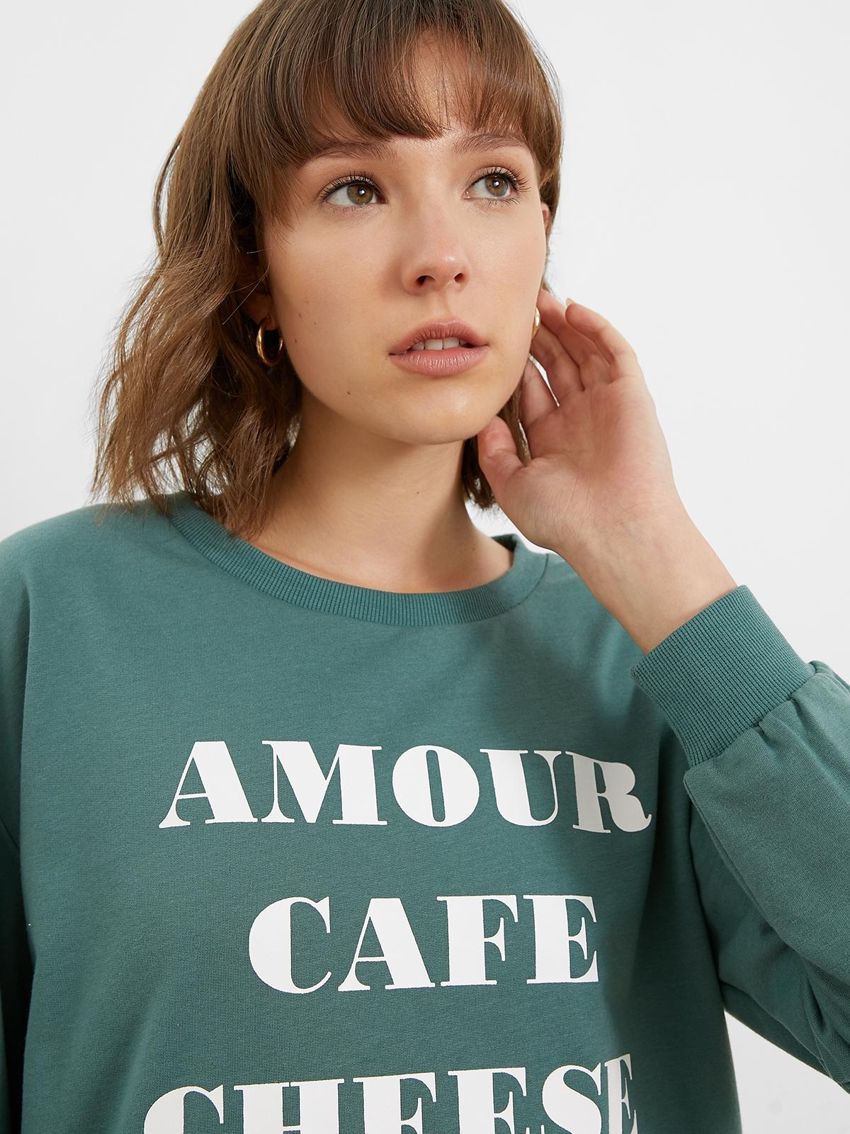 Amour Cafe Cheese Long Sleeve Tee - Light Green