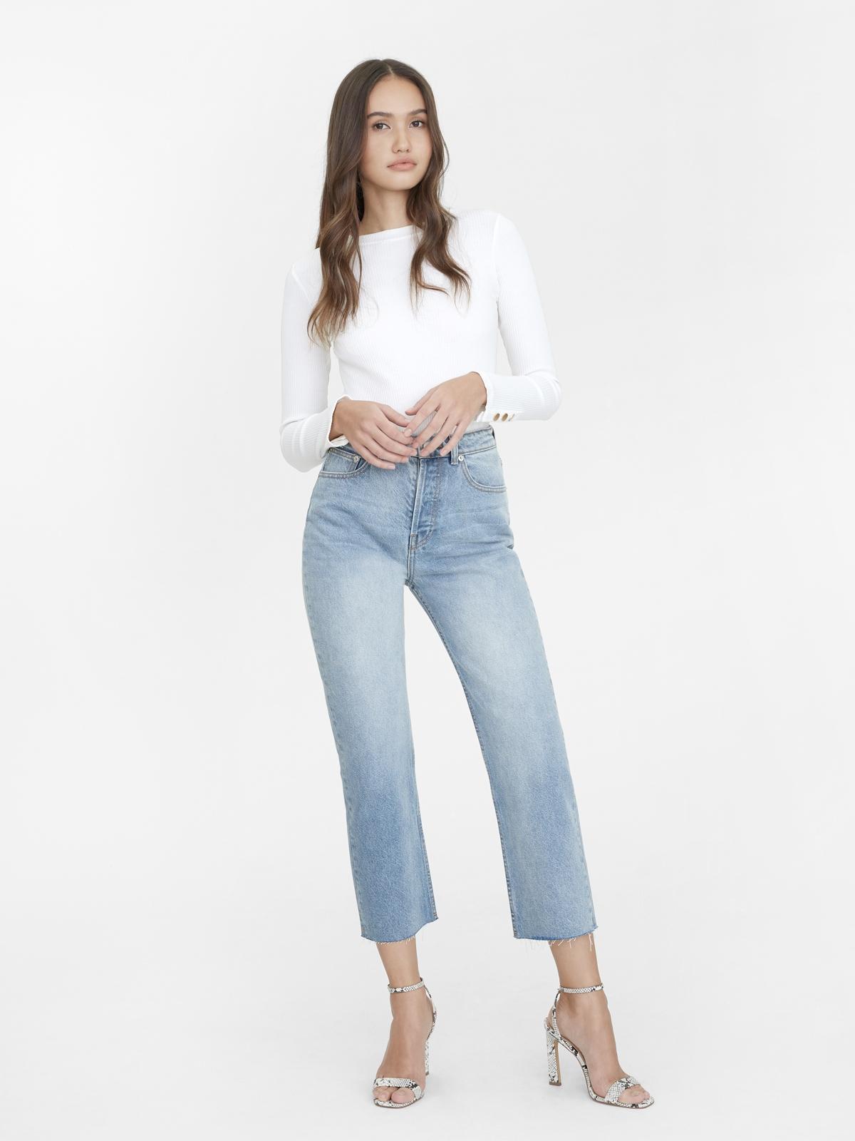 Water Neutral Cropped High Waisted Denim Jeans - Blue