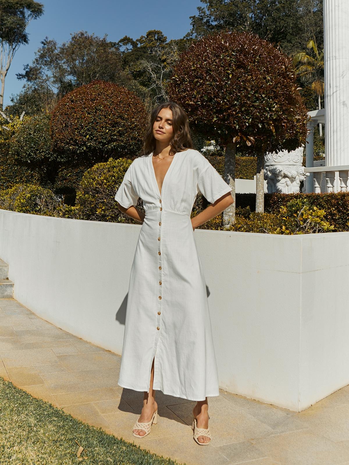 Marine Midi Dress  - White