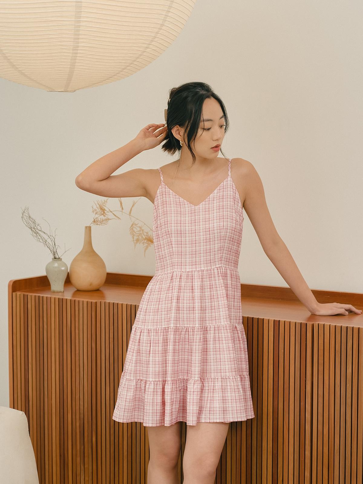 Ruffled Sleeveless Mini Dress - Pink