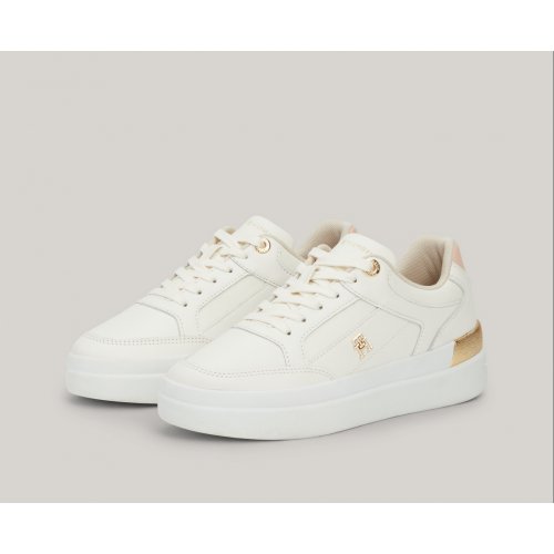 TH Monogram Metallic Leather Court Trainers