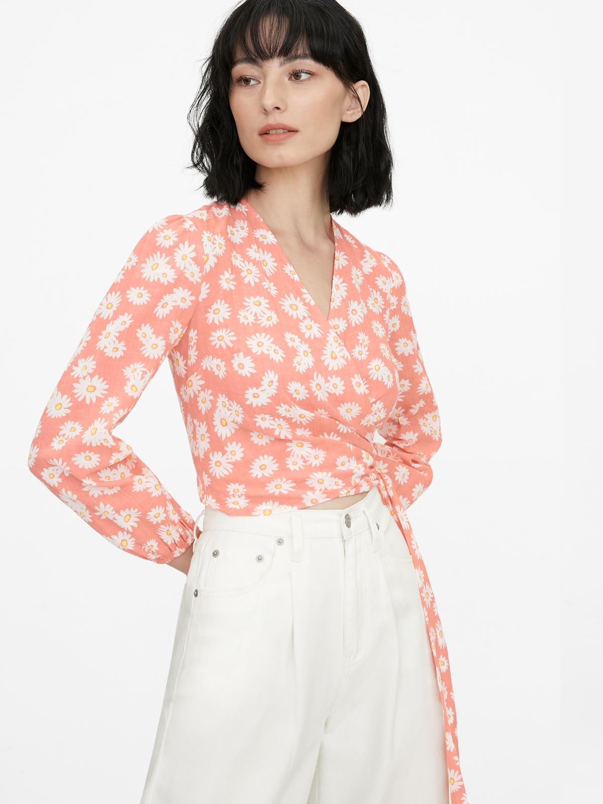Daisy Wrap Crop Top - Orange
