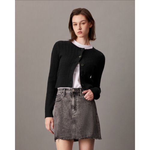  Cropped Cable Knit Cardigan