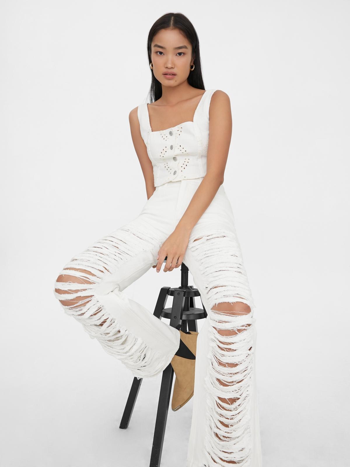 Sustainable Ripped Jeans - White