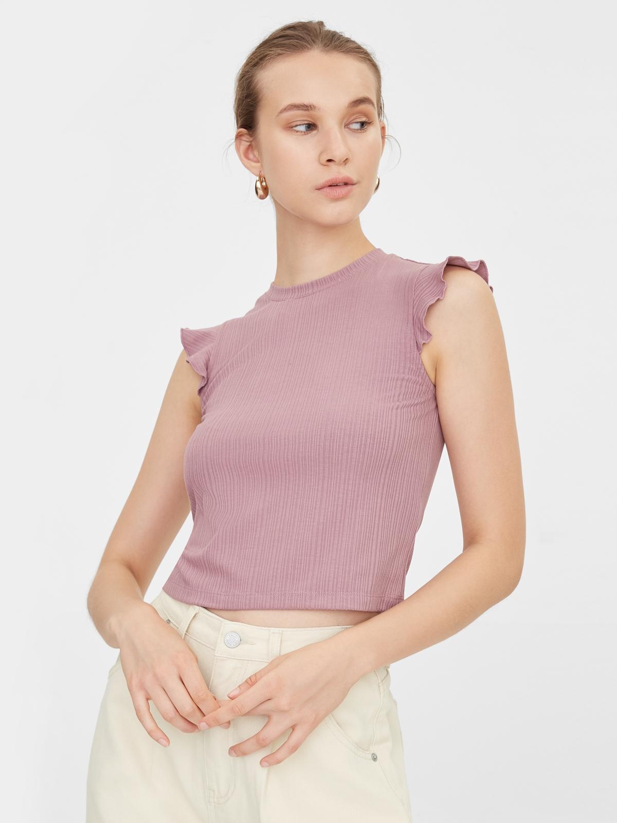 Frill Sleeve Tank Top - Purple