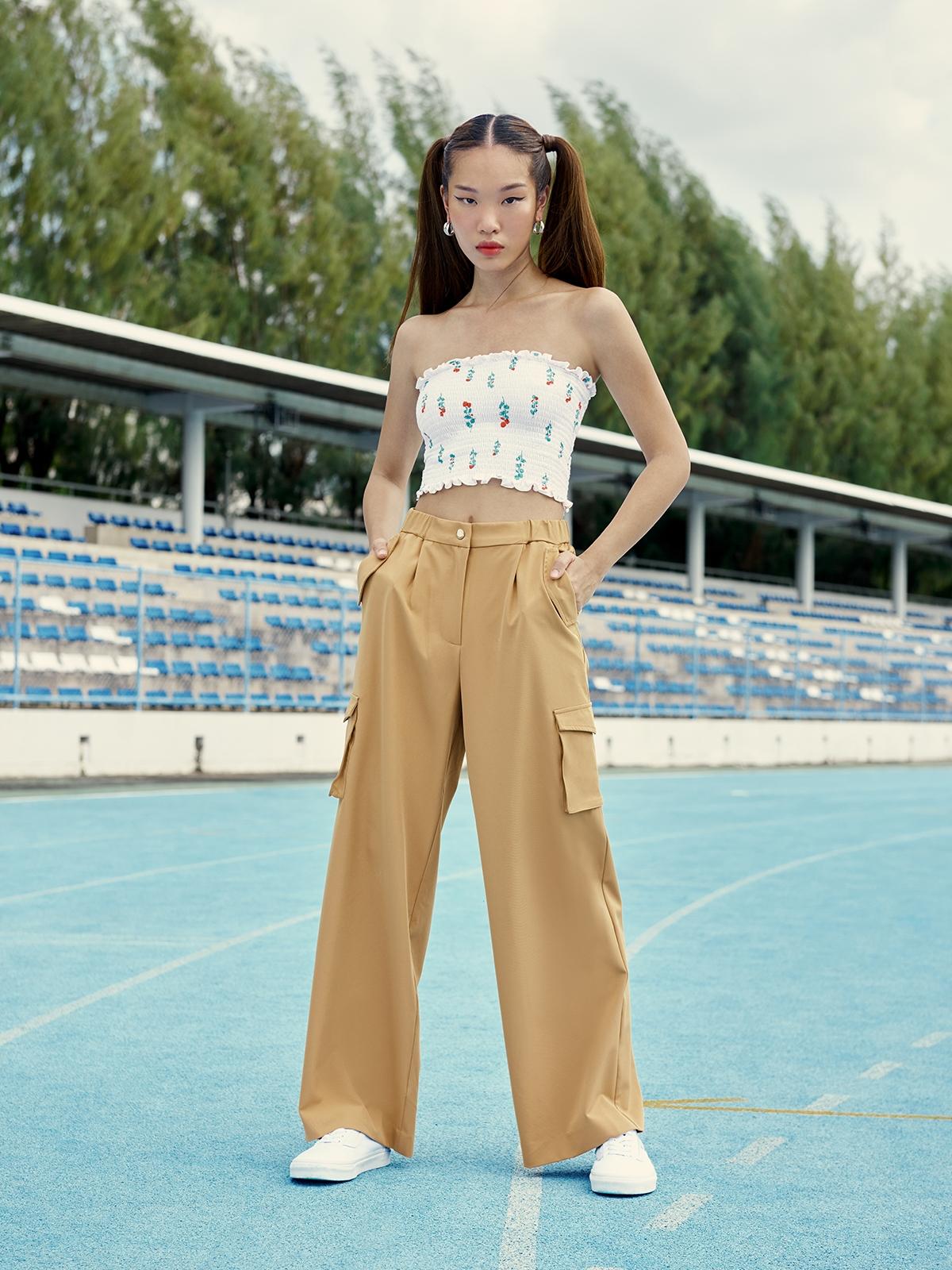 Floral Smock Bustier - White