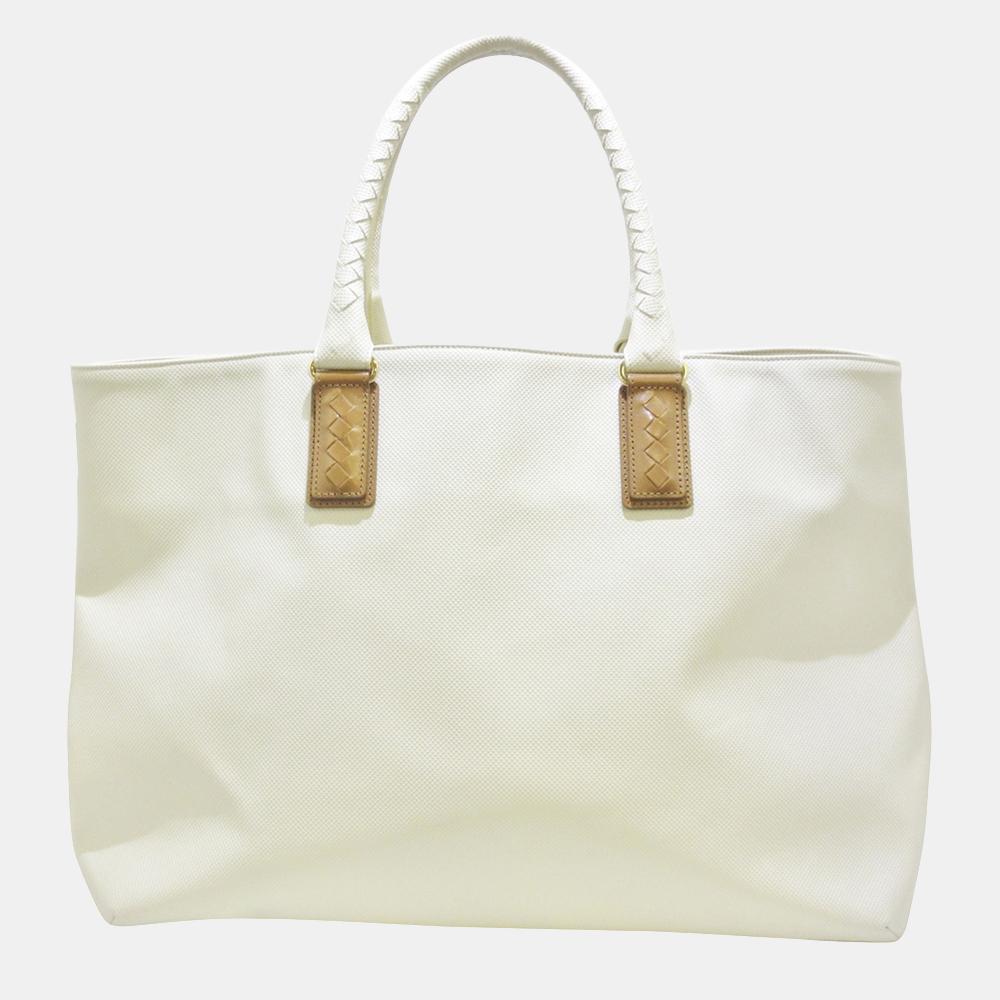 Bottega Veneta White/Brown Marco Polo Tote Bag