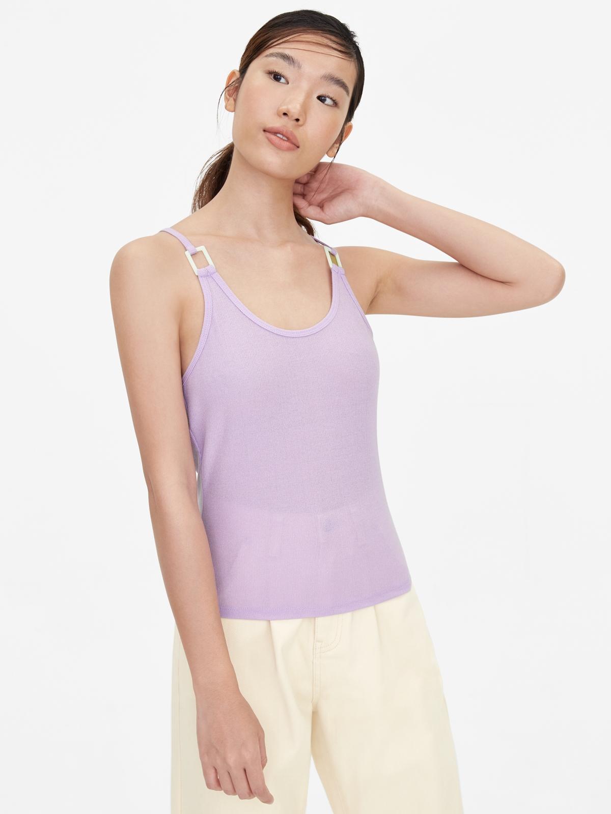 Cross Back Oval Neck Cami - Lilac