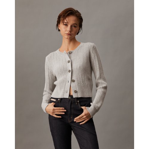 Cropped Cable Knit Cardigan