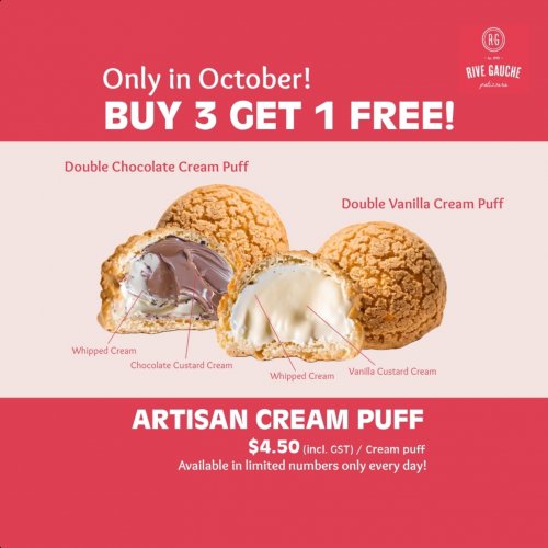 Buy 3 Get 1 Free artisan cream puffs