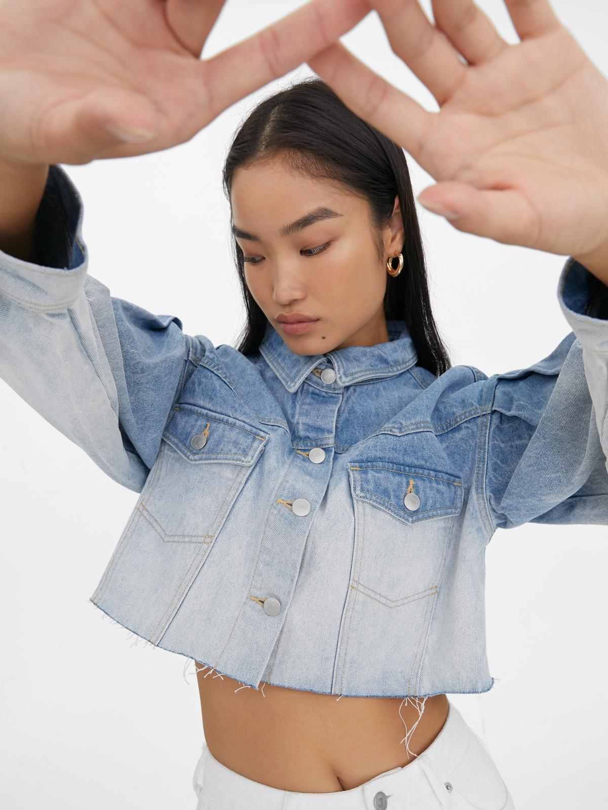 Sustainable Cropped Gradient Jacket - Blue