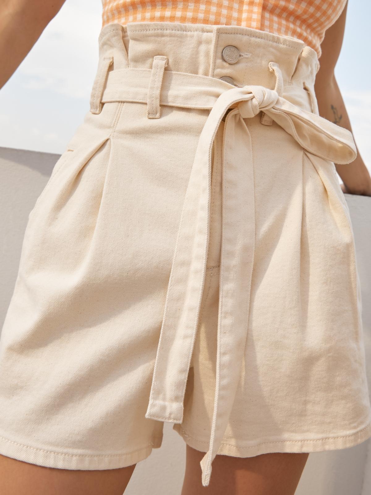 Sustainable Tied Waist Shorts - Cream