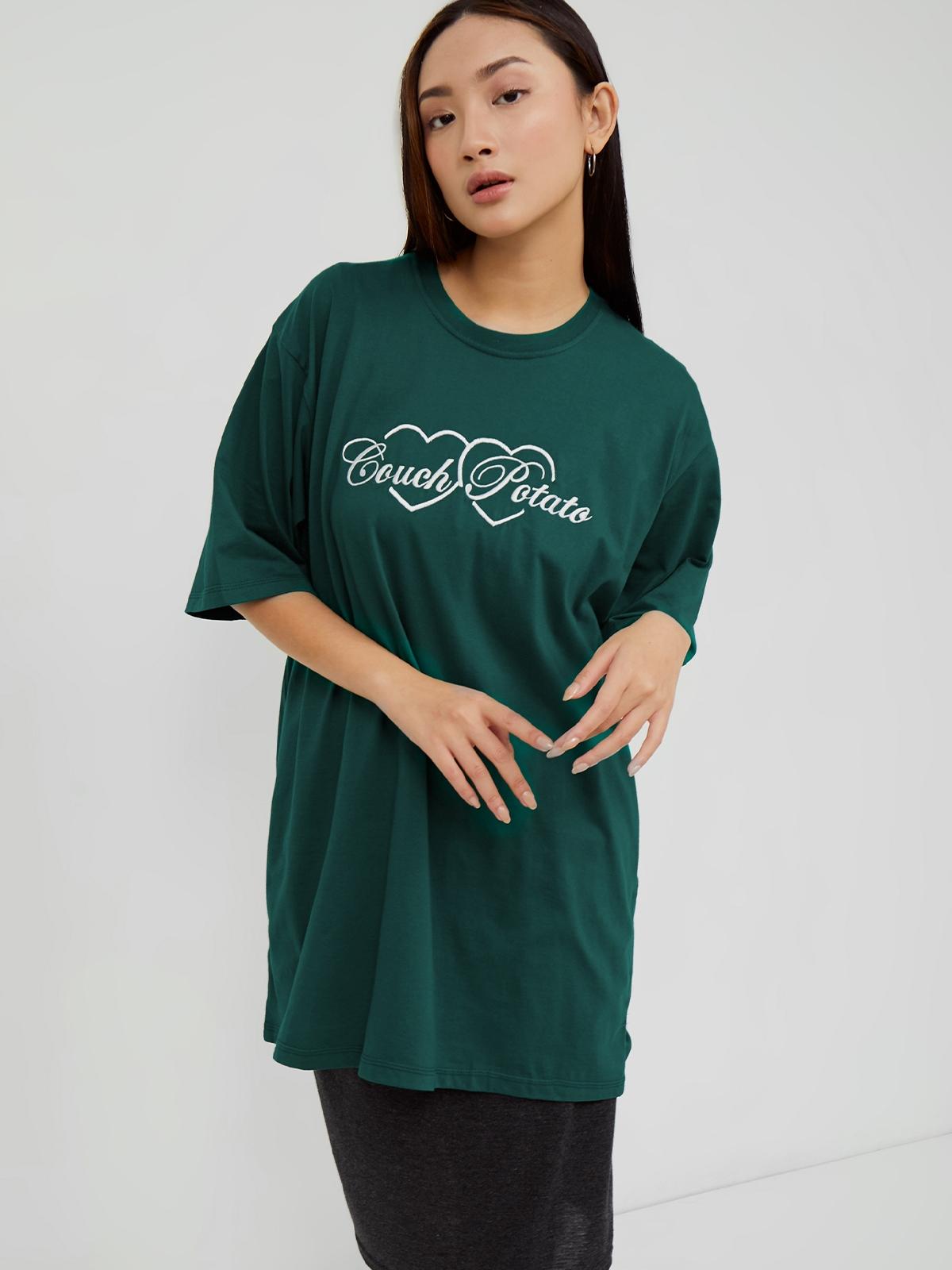 Couch Potato Embroidery Tee - Green