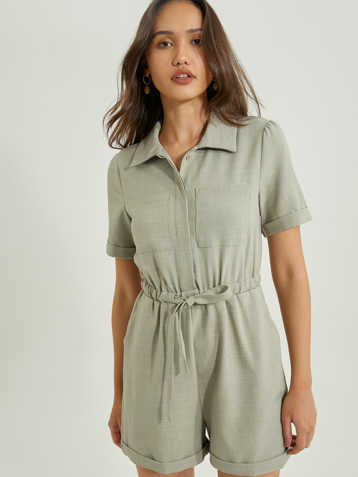 Tie-Waist Romper - Green
