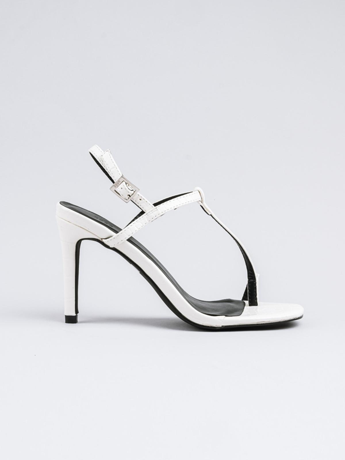 Animal Print High Heel Thong Sandal - White