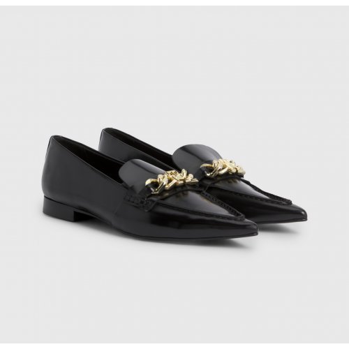  Leather Pointed Toe Chain Ballerinas