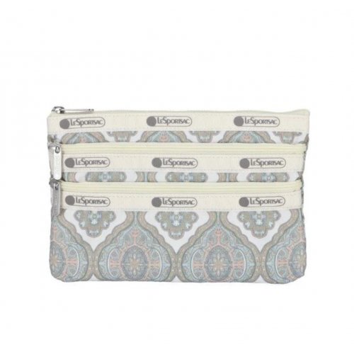 Damask Paisley 3 Zip Cosmetic
