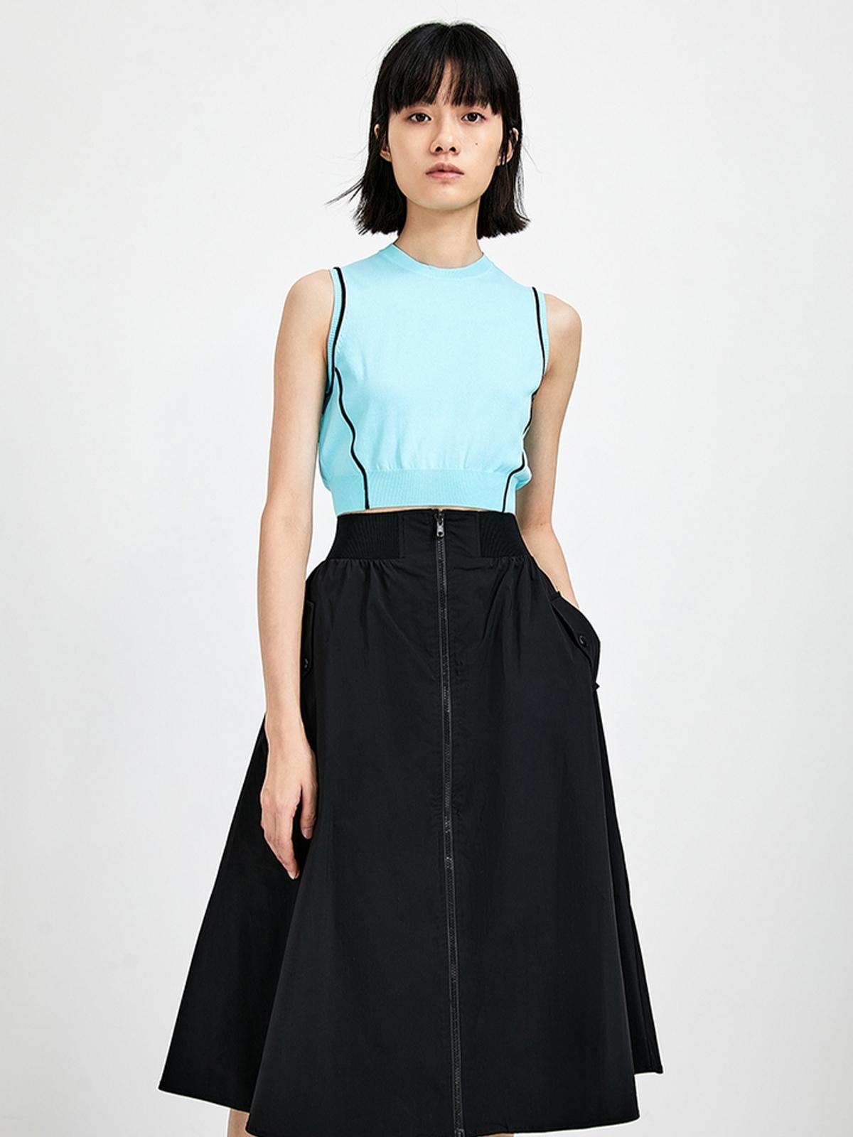 Stitch Sleeveless Top - Cyan Blue