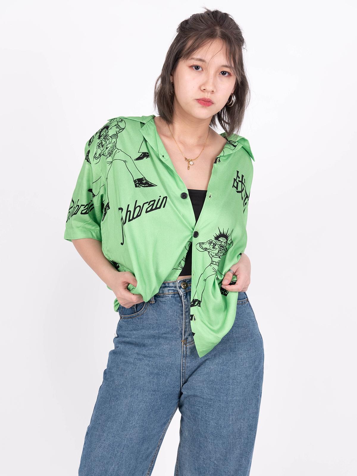 Rage Graphic Print Shirt - Green