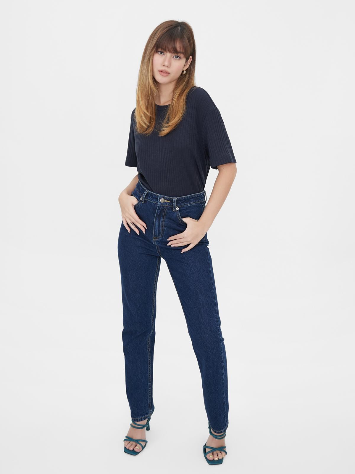 Relaxed Fit Rib Knit Shirt - Navy