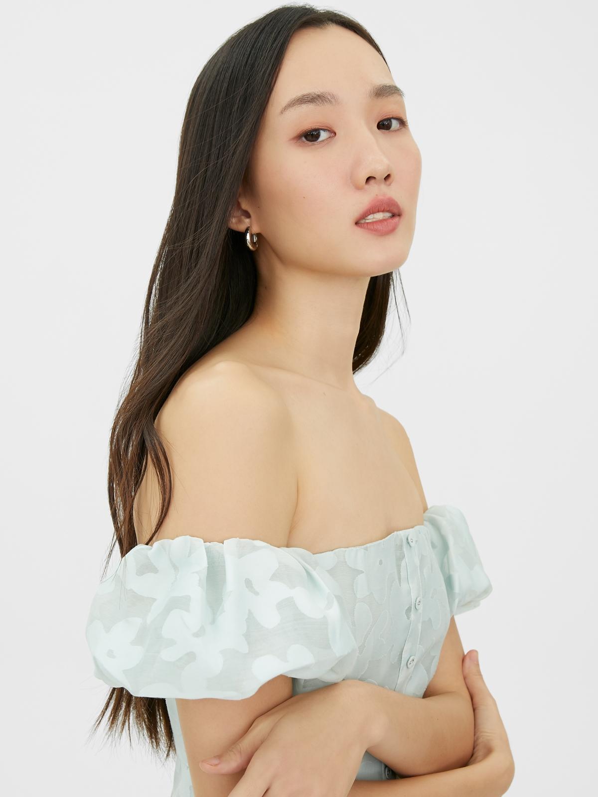 Off Shoulder Strap Dress - Green